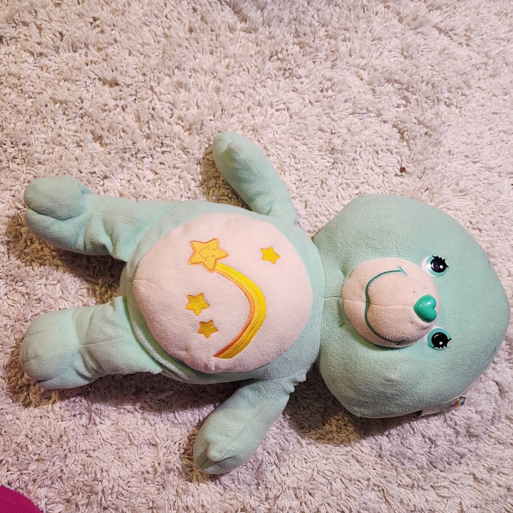 ☀️ Jumbo 24" 2002 Wish Bear Green Care Bear Shooting‎ Stars NWT